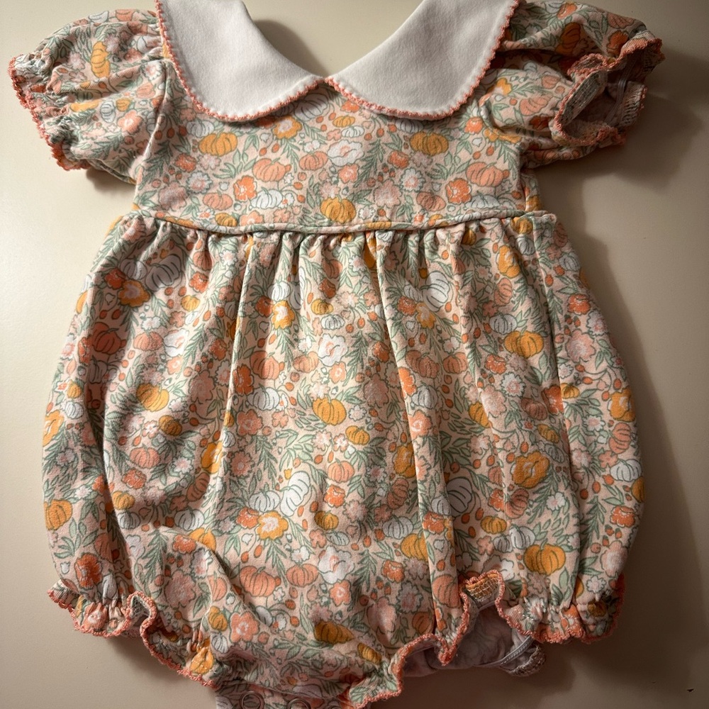Floral Print Kids Bodysuit - Orange and White